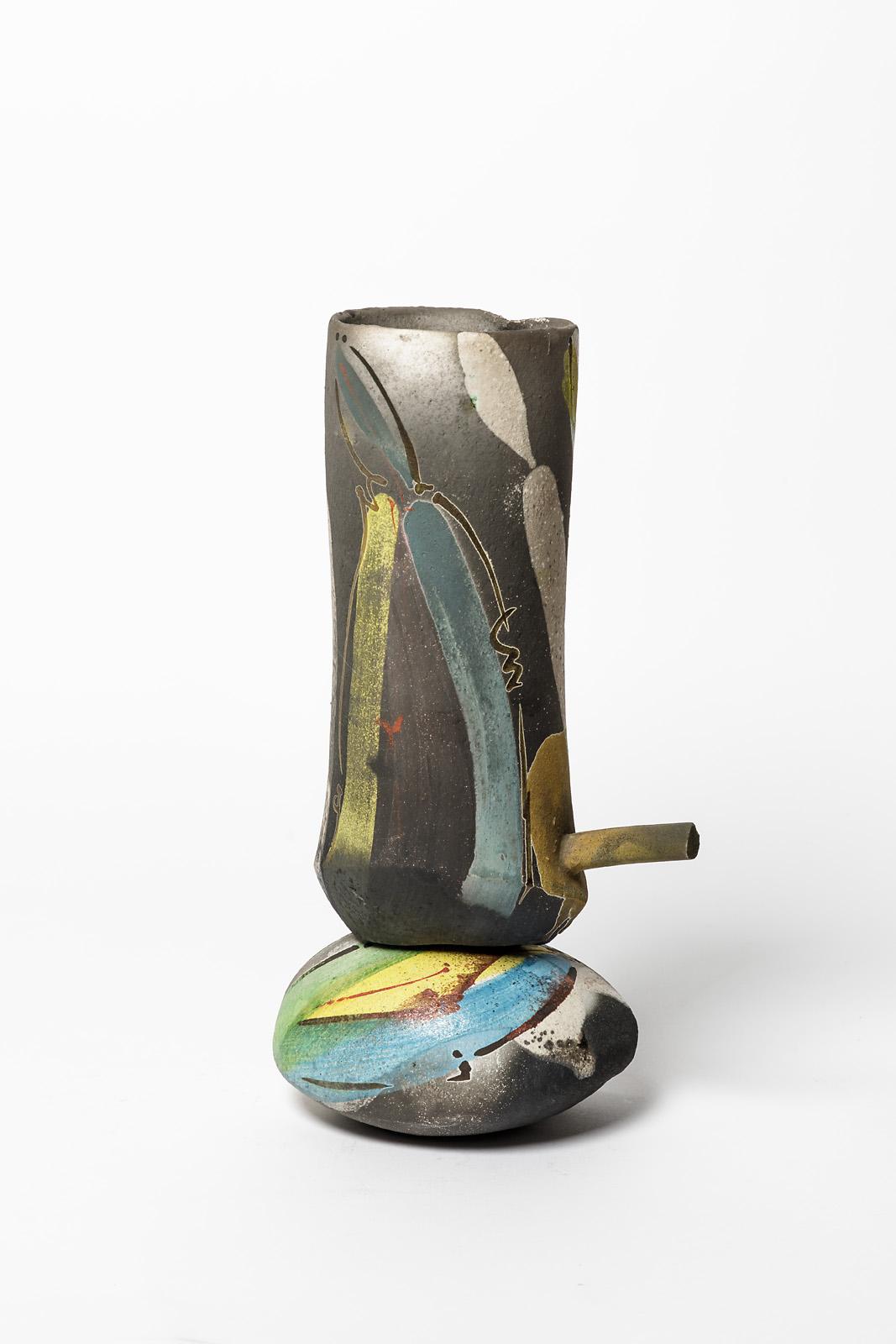Keramikvase mit abstrakter Glasurdekoration von David Miller, um 1990 (Beaux Arts) im Angebot