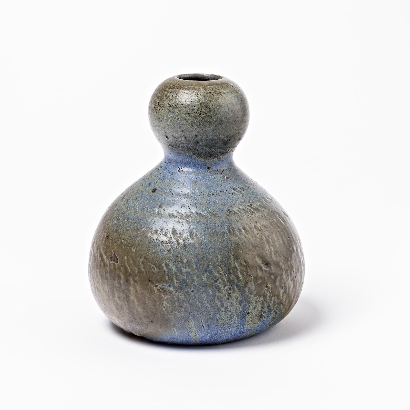 Ceramic Vase with Blue and Brown Glazes Decoration, circa 1880-1900 In Excellent Condition For Sale In Saint-Ouen, FR