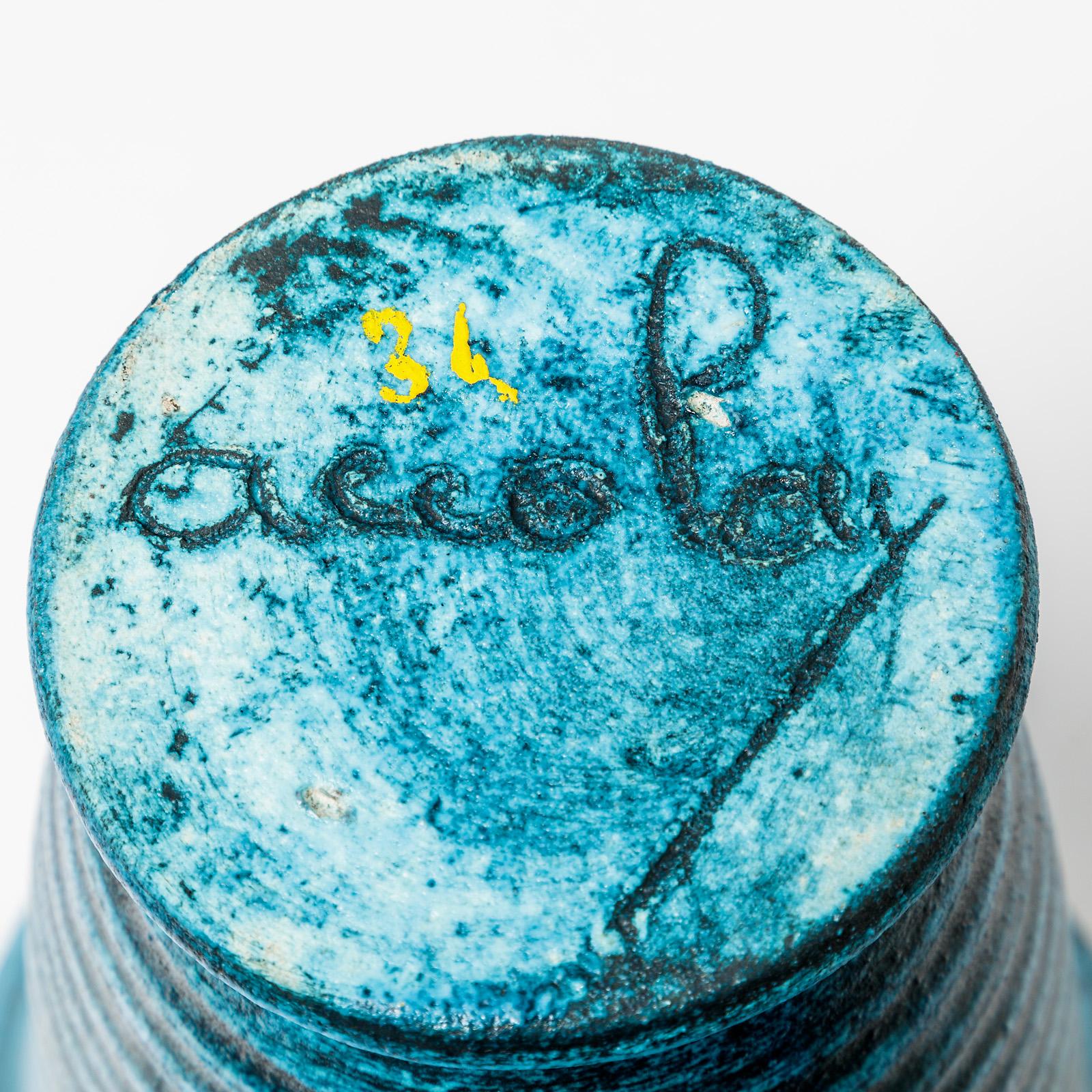 Ceramic Vase with Blue Glaze Decoration by Accolay, circa 1960-1970 In Excellent Condition In Saint-Ouen, FR