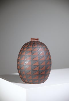 A Ceramic Vase With Geometric Design by Jean Garillon France 1930's