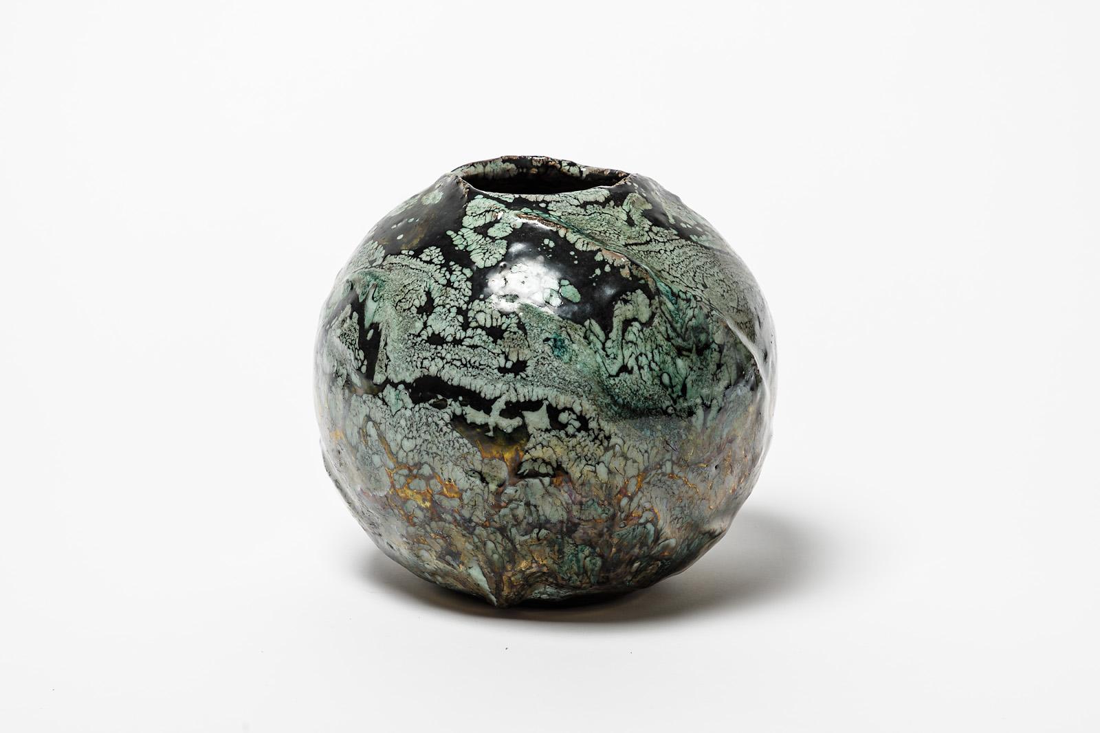 A ceramic vase with glaze decoration by Gisele Buthod- Garçon.
Perfect original conditions.
Signed under the base.
Unique piece.
Circa 2000.