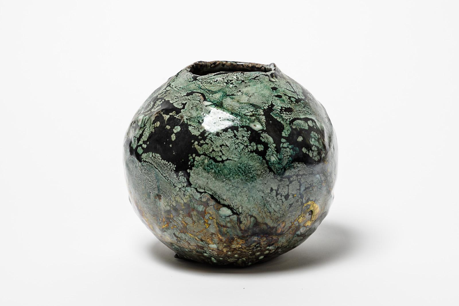 Keramische Vase mit Glasurdekoration von Gisele Buthod-Garçon, um 2000 (Französisch) im Angebot