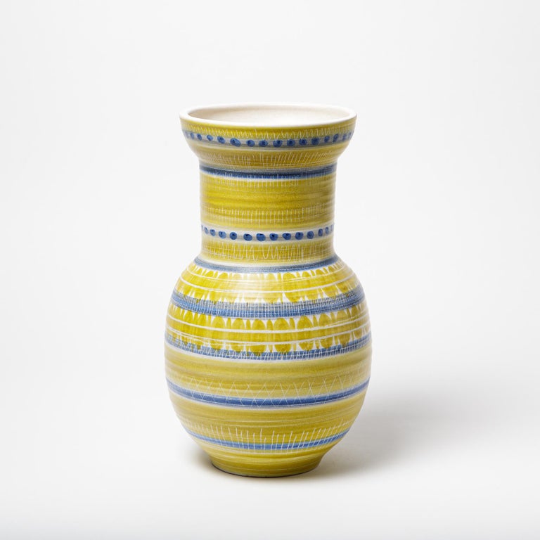 Ceramic Vase with Glaze Decoration, circa 1950 of Marcel Guillot For