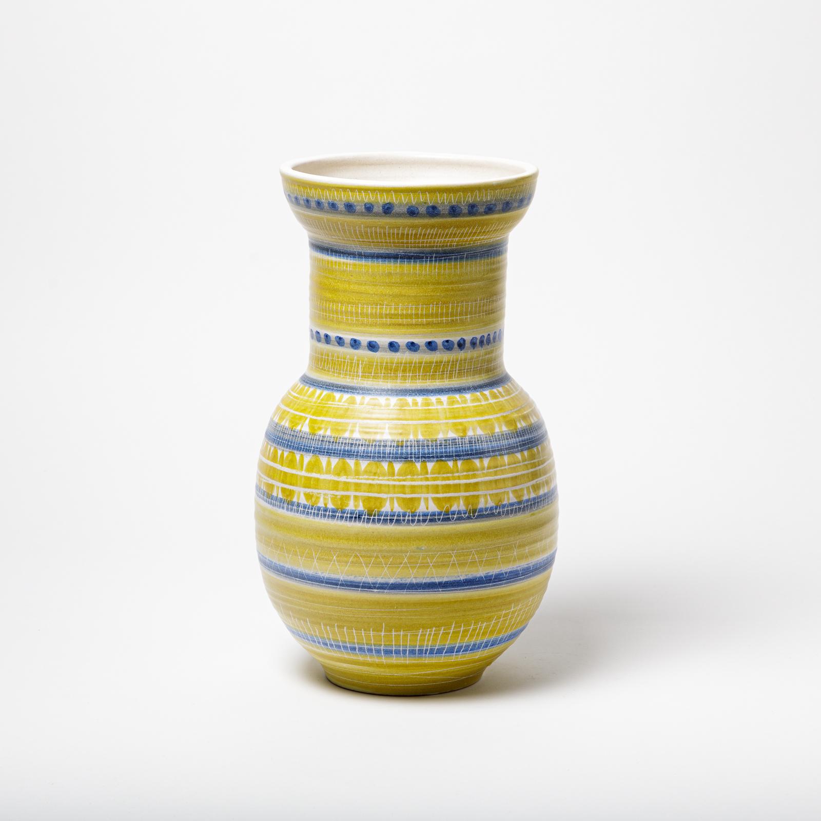 Beaux Arts Ceramic Vase with Glaze Decoration, circa 1950 of Marcel Guillot For Sale