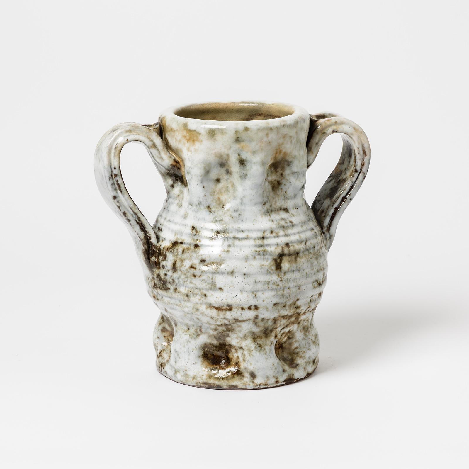 French Ceramic Vase with Glazes Decoration by Alexandre Kostanda to Vallauris, 1950
