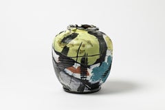 Ceramic Vase with Glazes Decoration by Michel Lanos '1926-2005'