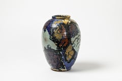 Ceramic Vase with Glazes Decoration by Michel Lanos '1926-2005'