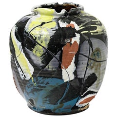 Ceramic Vase with Glazes Decoration by Michel Lanos '1926-2005'