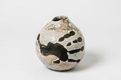 Ceramic Vase with White Glaze Decoration of Michel Leveque to La Borne, 1970