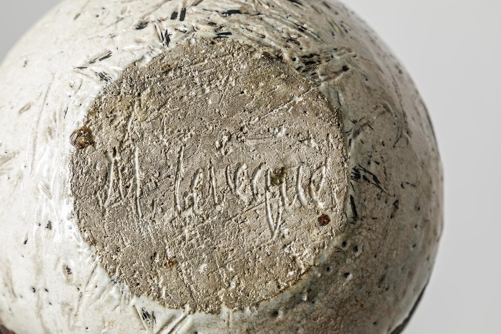 XX secolo Vaso in ceramica con decorazione a smalto bianco di Michel Leveque a La Borne, 1970 in vendita