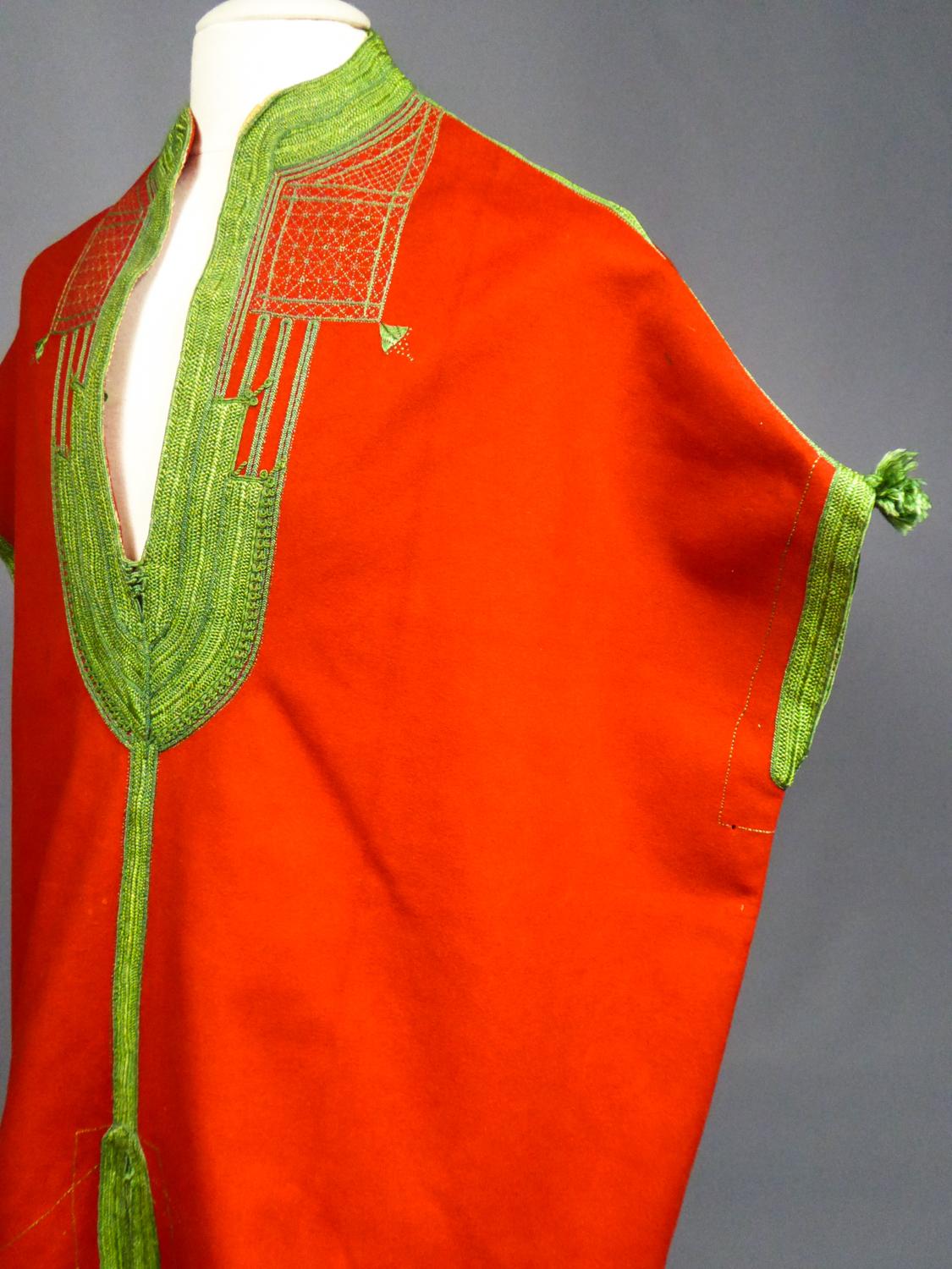 Red A Ceremonial Jebba Tunic in Felt Embroidered with Silk - Tunisia Circa 1900/1950 For Sale
