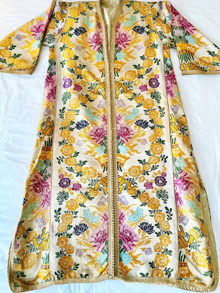 Women's or Men's A Ceremonial Kaftan Robe in Lampas - Morocco Circa 1920 For Sale