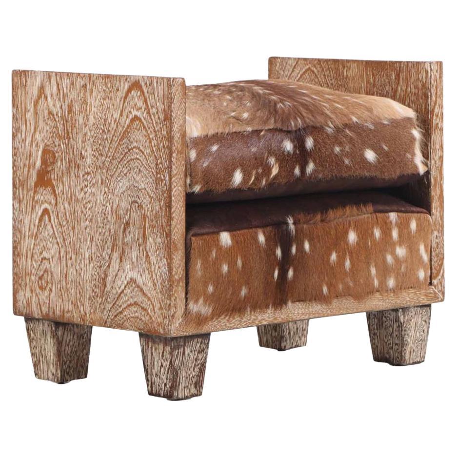 A Cerused Oak Cube Bench, in the manner of Jean-Michel Frank.