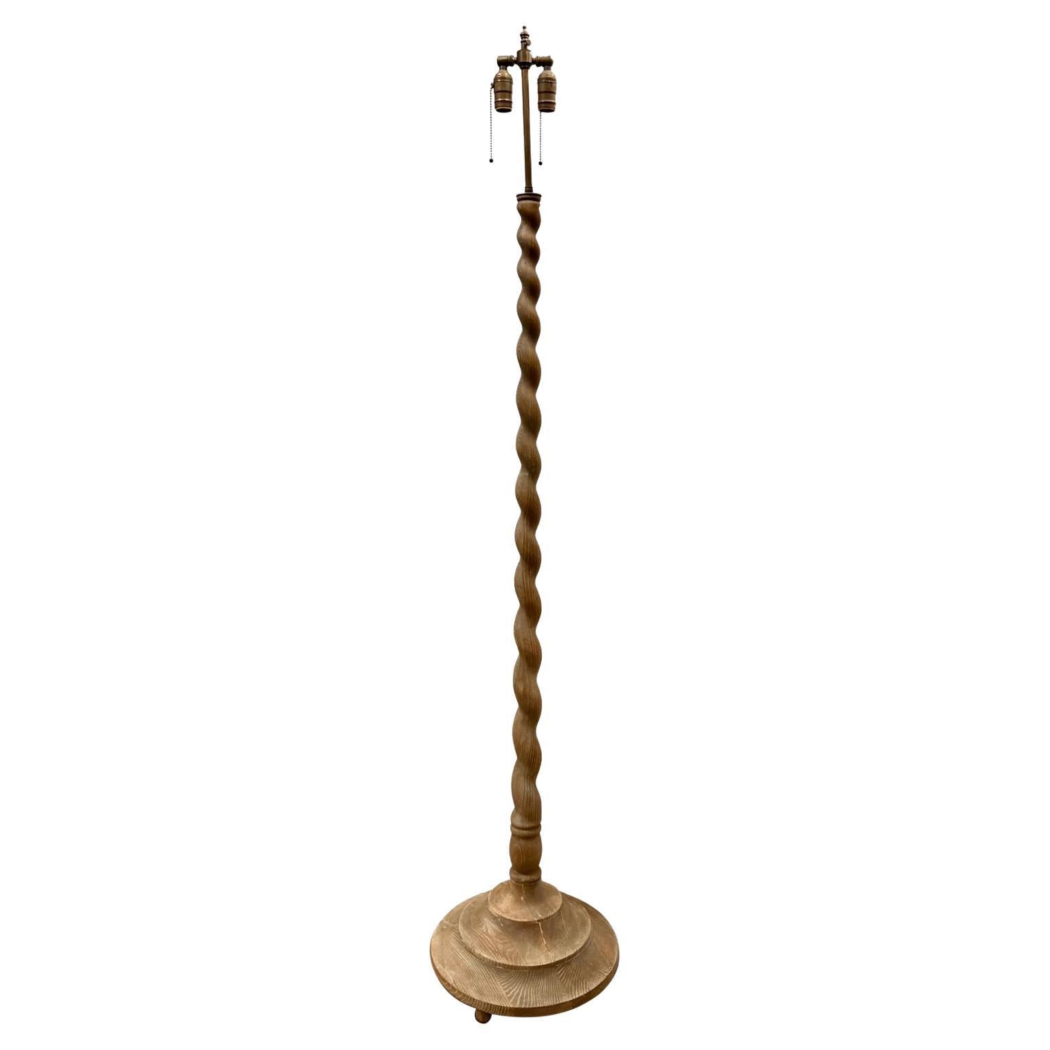 Cerused Wood Floor Lamp For Sale