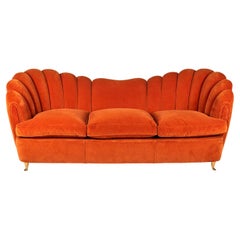 Cesare Lacca Red Velvet Sofa from the 1950's