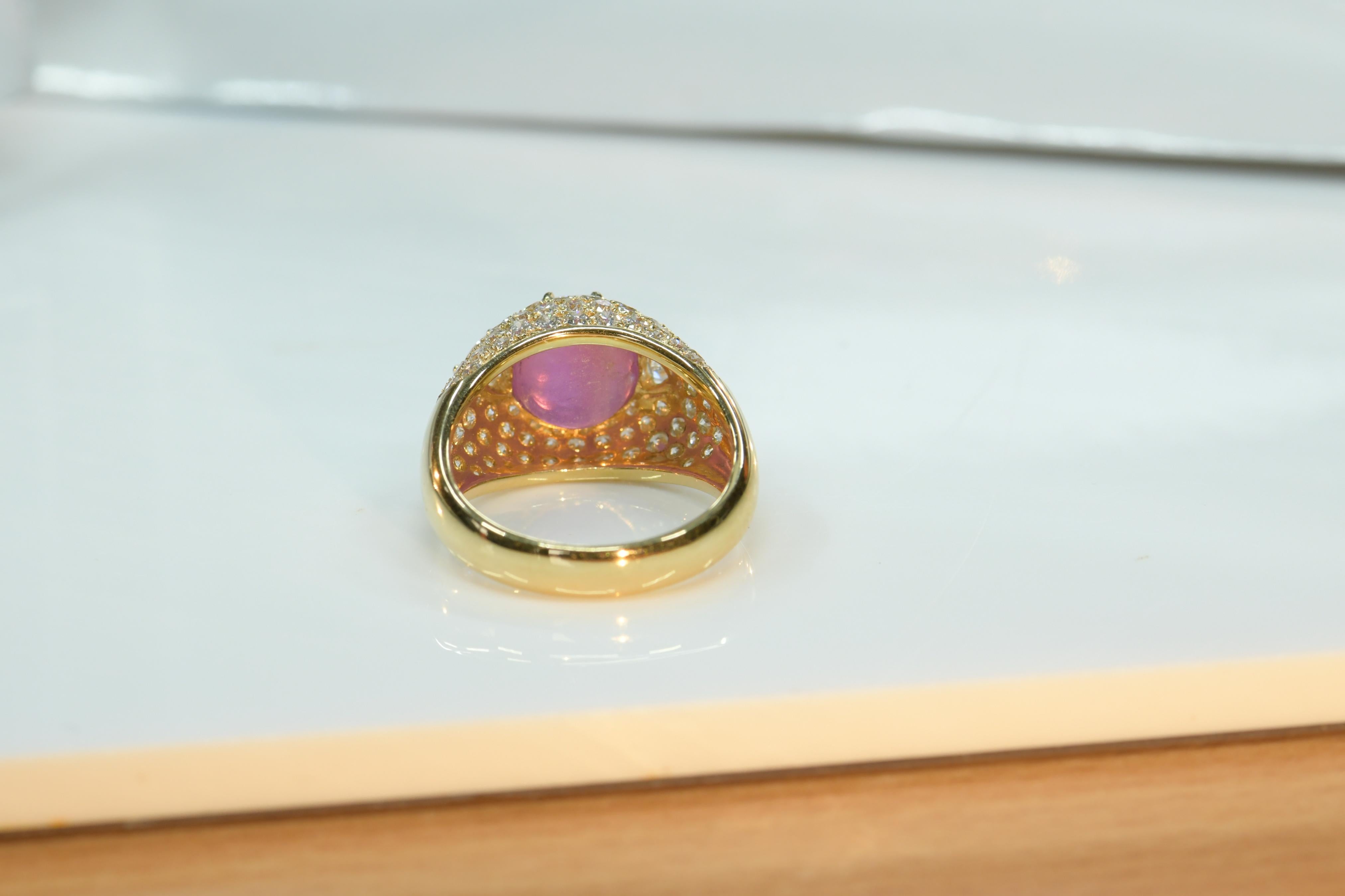 Women's or Men's Ceylon Pink Star Sapphire and Diamond Ring