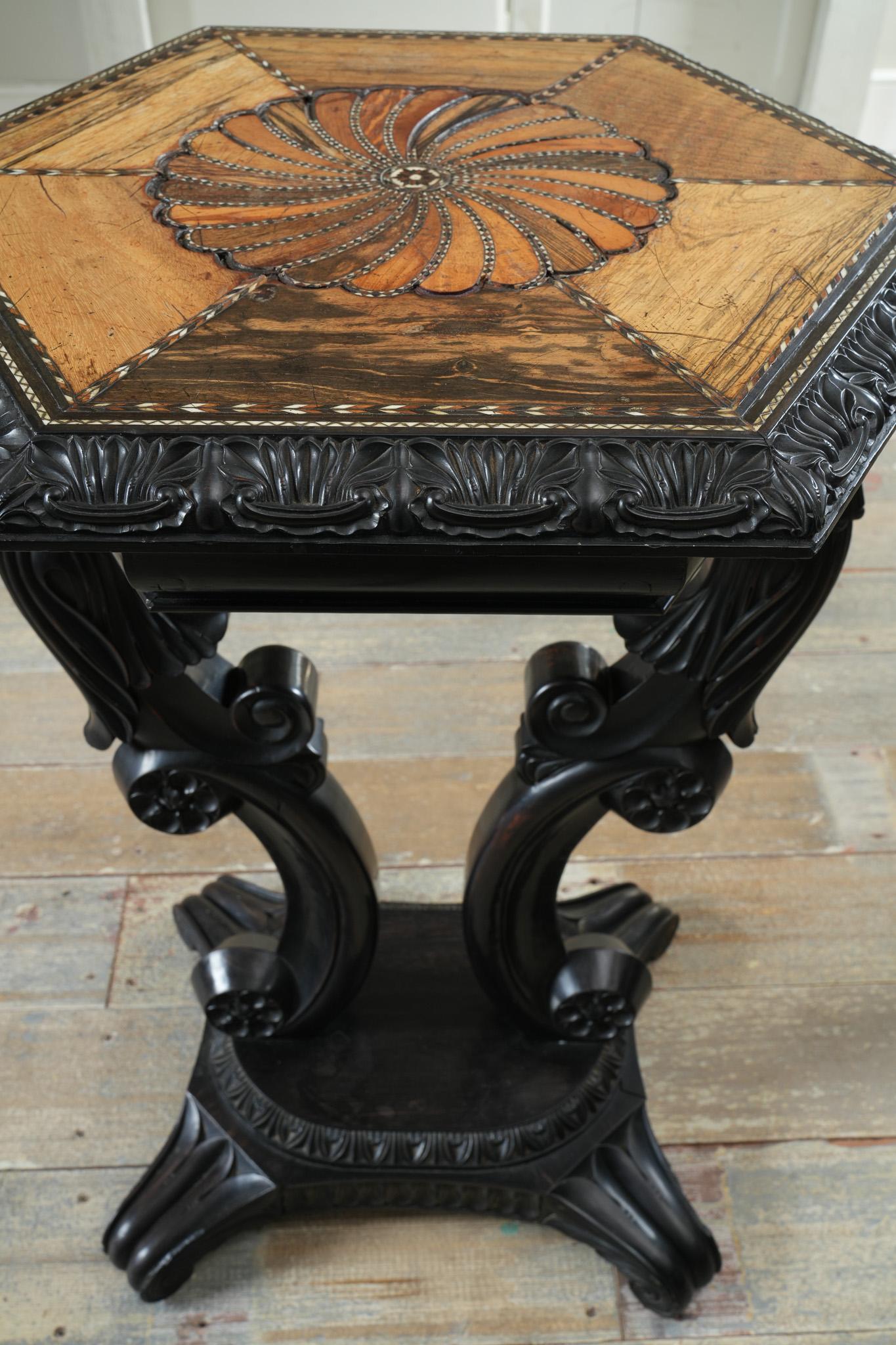 A Ceylonese Ebony & Specimen Wood Occasional Table For Sale 5