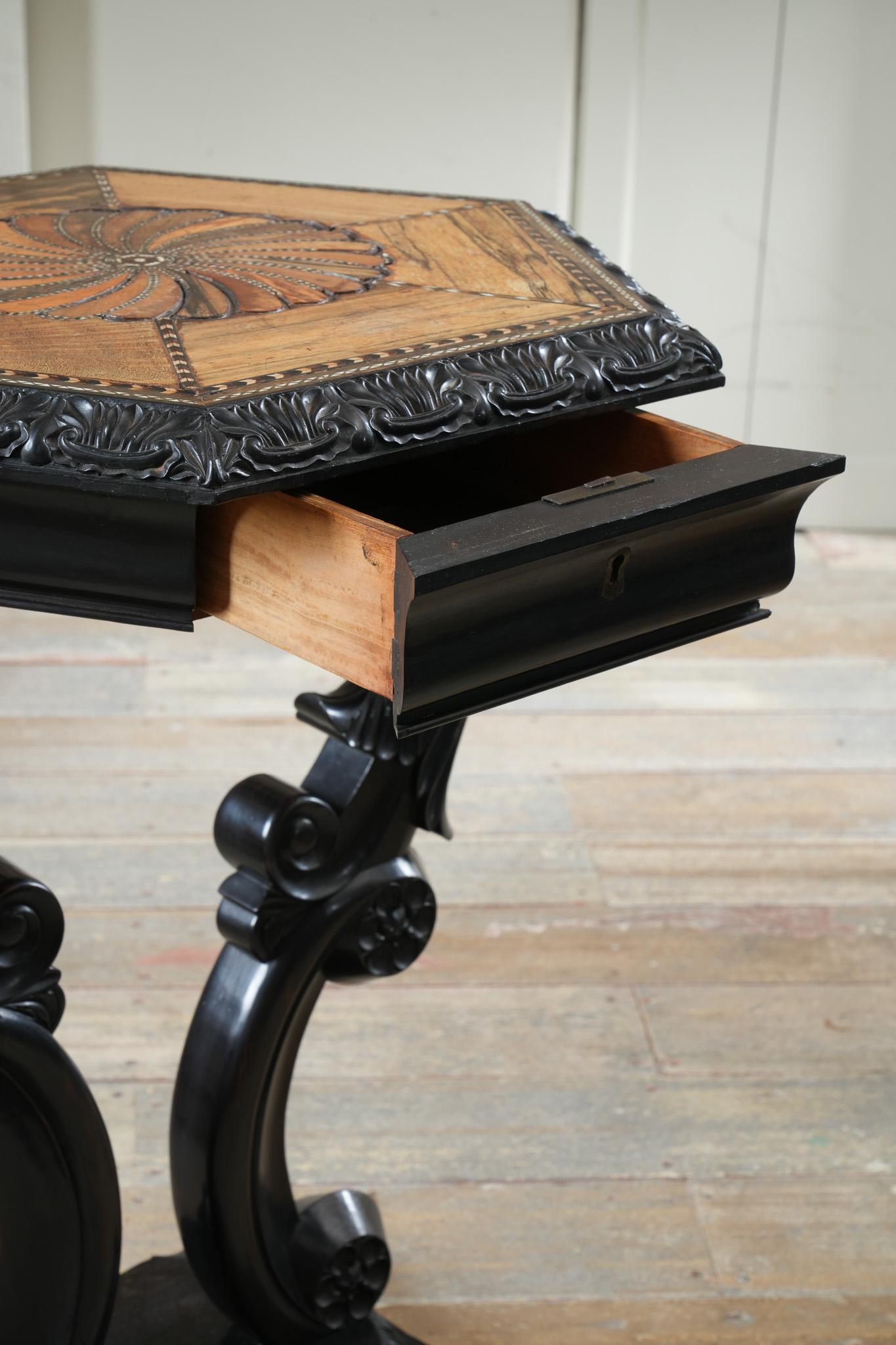 A Ceylonese Ebony & Specimen Wood Occasional Table For Sale 8