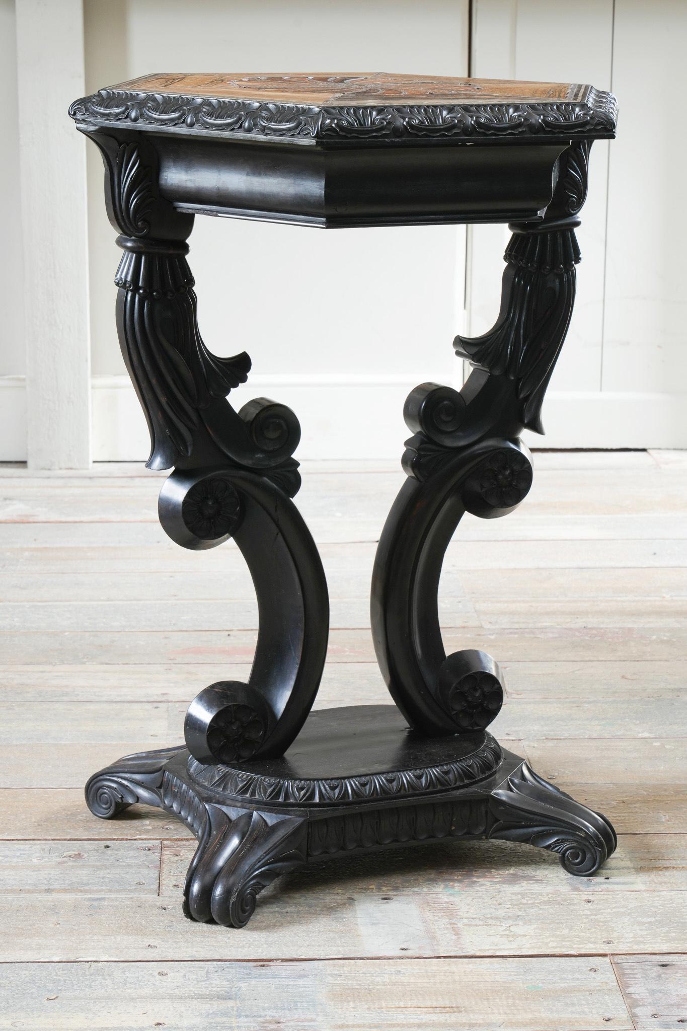 Asian A Ceylonese Ebony & Specimen Wood Occasional Table For Sale