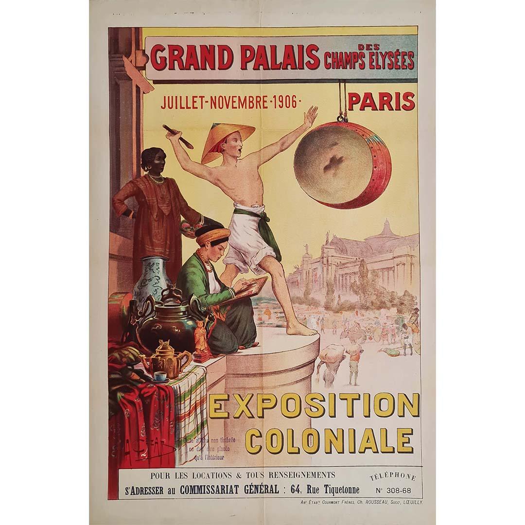 Belle affiche de Coloni pour l'exposition coloniale de 1906. Cette exposition a eu lieu à Paris au Grand Palais des Champs-Élysées. Les expositions coloniales tentent de répondre à cette curiosité de la population.
En 1906, une exposition est