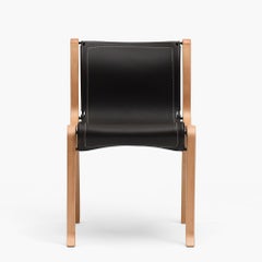 A Chair by Cristian Valdes 1977, laminated wood & leather, Chocolate Brown