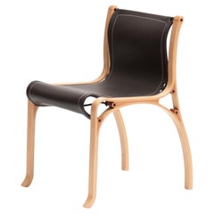 A Chair by Cristian Valdes 1977, laminated wood & leather, Chocolate Brown