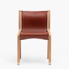 A Chair by Cristian Valdes 1977, laminated wood & leather, Caramel