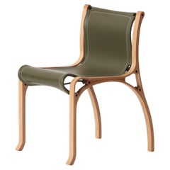 A Chair by Cristian Valdes 1977, laminated wood & leather, Green