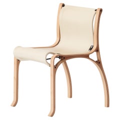 A Chair by Cristian Valdes 1977, laminated wood & leather, Ivory White