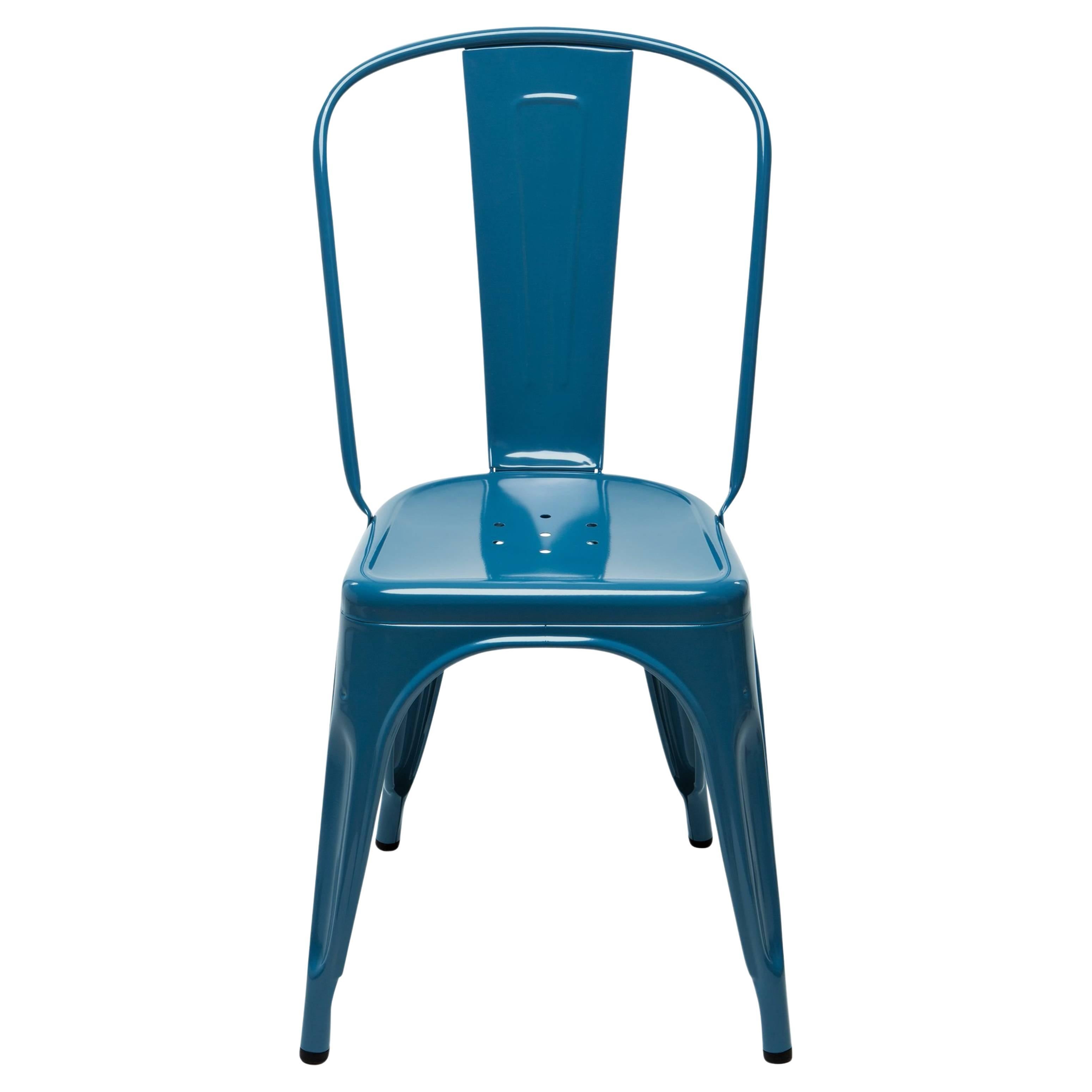 Pair of Funky Blue Metal Bistro Chairs by Pauchard at 1stDibs