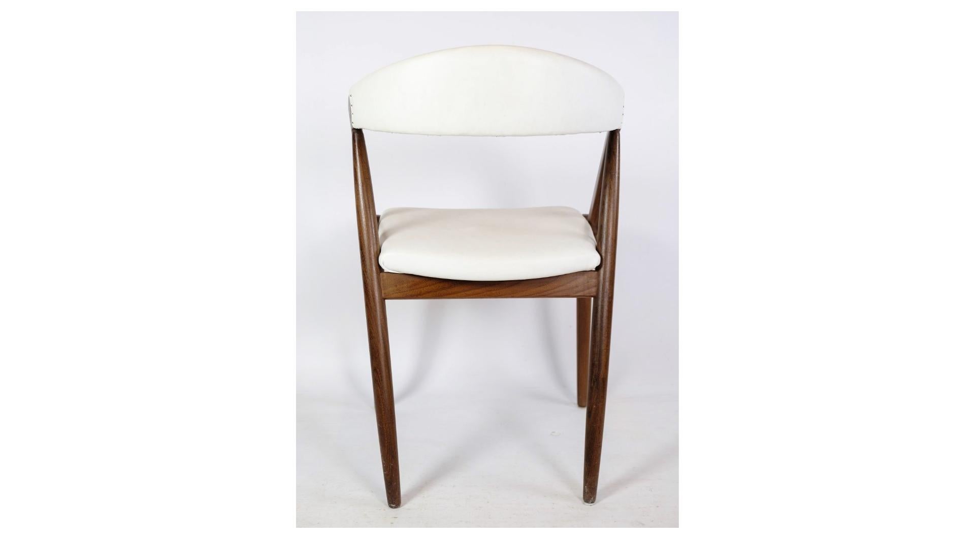 Cuir Chaise fabriquée en teck et en cuir blanc modèle 31 de Kai Kristiansen des années 1960  en vente