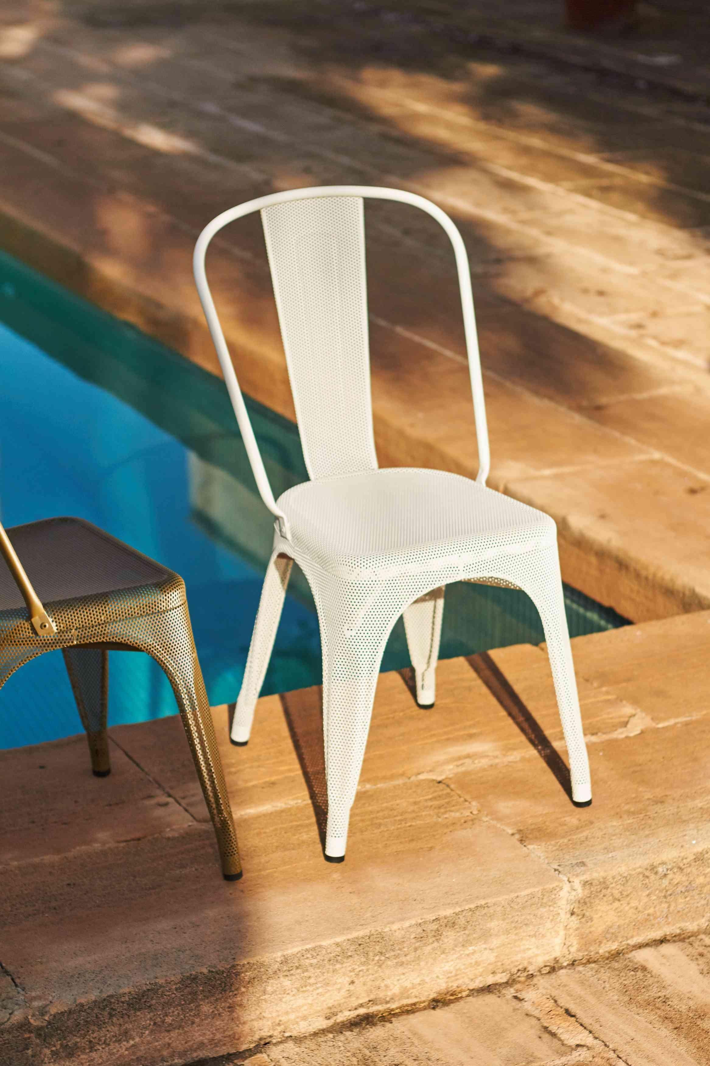 French A-Chair Perforated Outdoor - in Chilli Pepper by Xavier Pauchard and Tolix, US For Sale