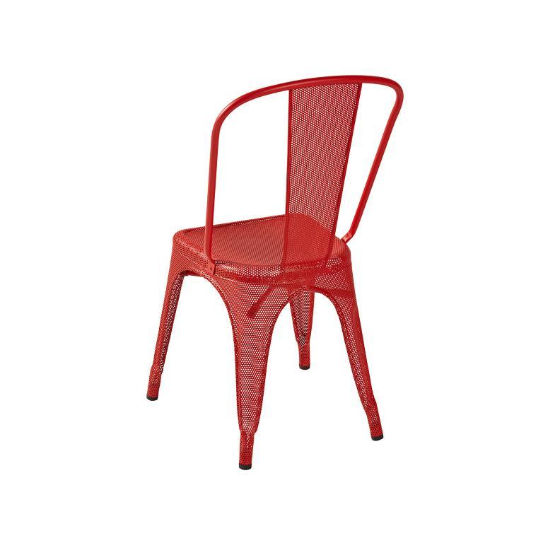 French A-Chair Perforated Outdoor, in Chilli Pepper by Xavier Pauchard and Tolix, US