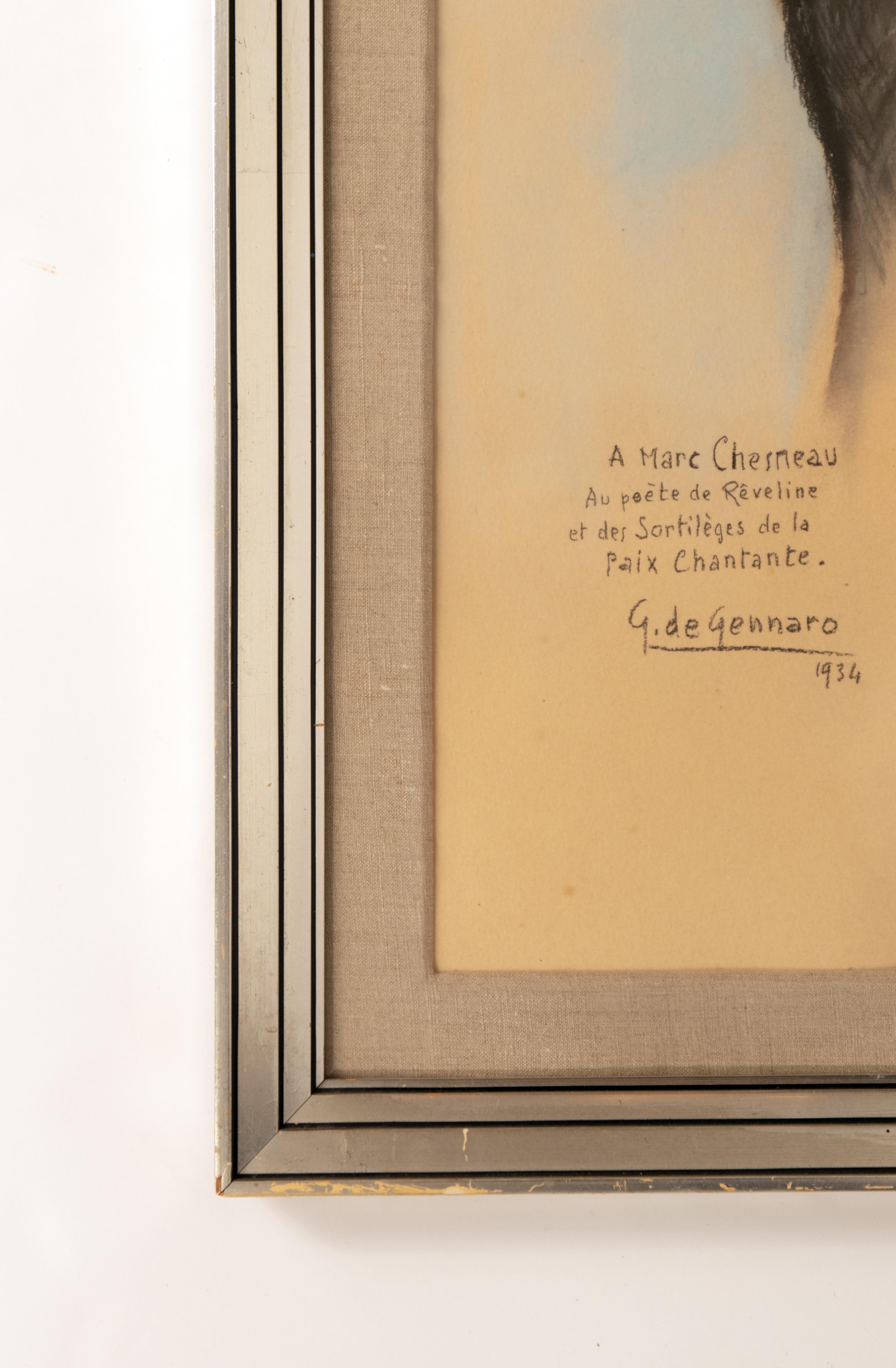 Ein Chalk- und Aquarellporträt von Gaetano de Gennaro des Dichters Marc Chesneau (Französisch) im Angebot