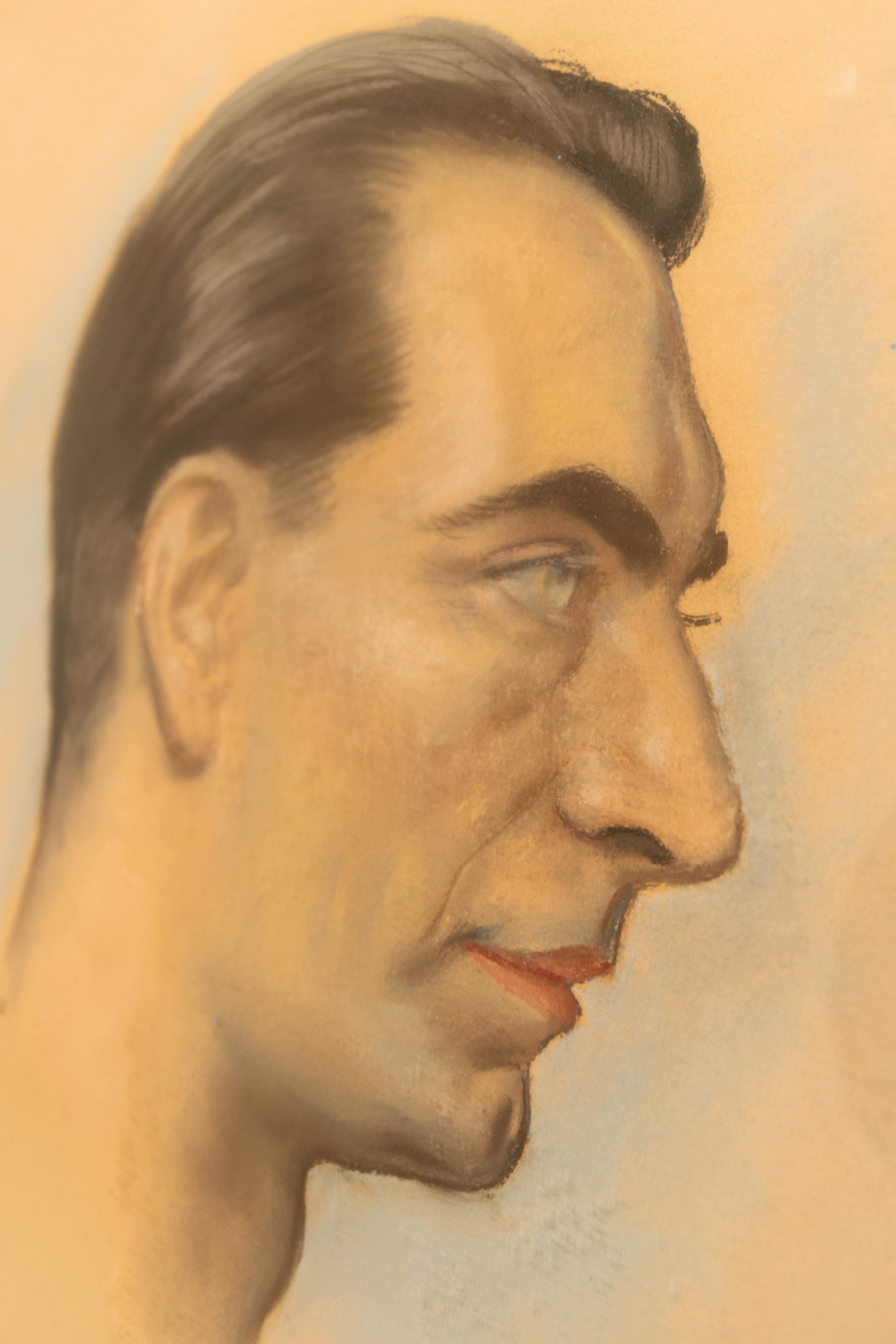 Ein Chalk- und Aquarellporträt von Gaetano de Gennaro des Dichters Marc Chesneau (Mitte des 20. Jahrhunderts) im Angebot