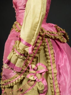A Challis and Taffeta Bustle Cage Fashion Dress - France circa 1880