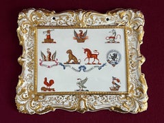 A Chamberlain & Co Worcester Amorial Crest Sample Plaque c.1840