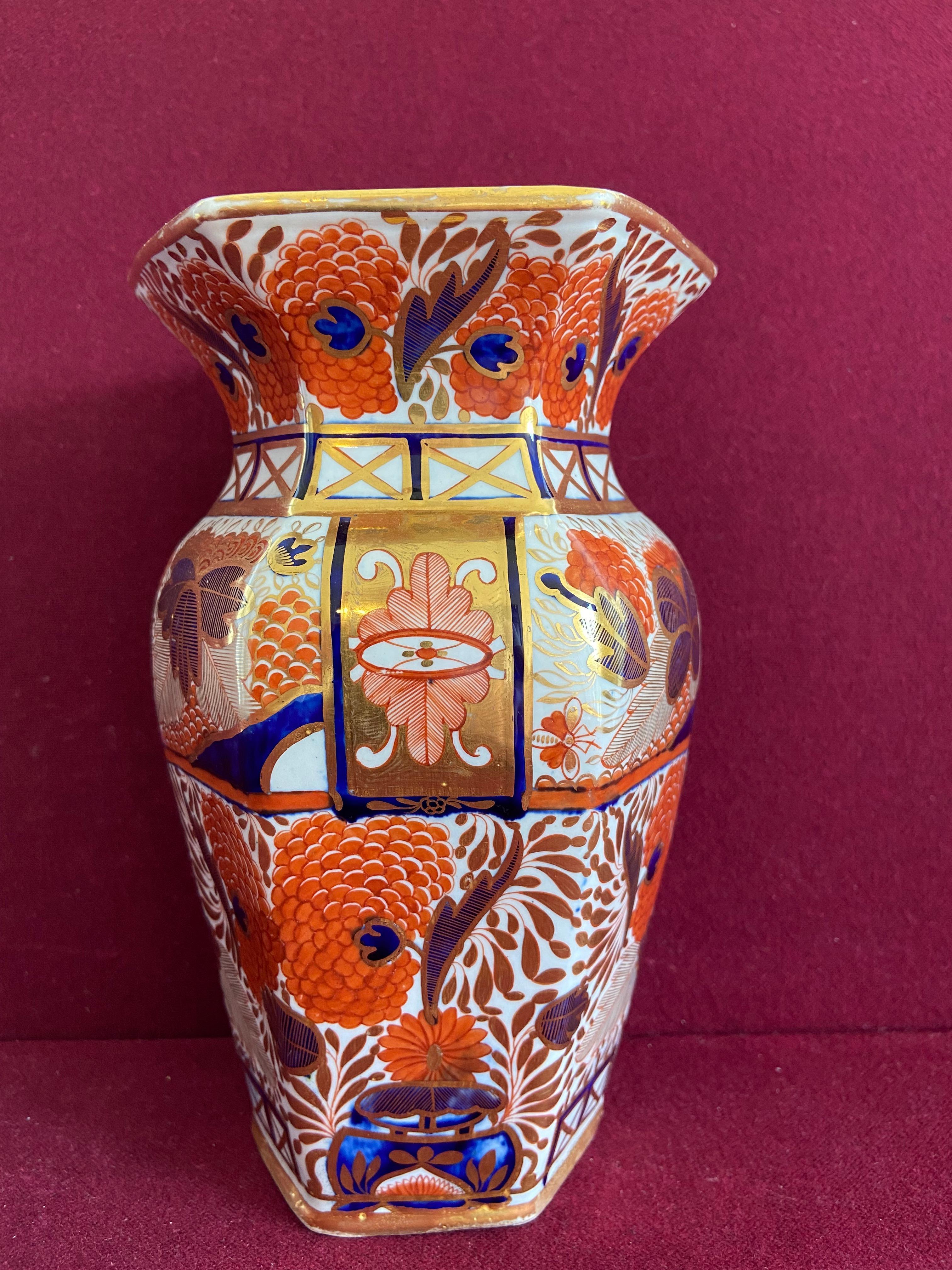 A Chamberlain Worcester Hexagonal vase c.1805-1810. Richly decorated in the popular ''Japan'' pattern number 240. The decoration is a beautiful example of the Regency ''Japan
