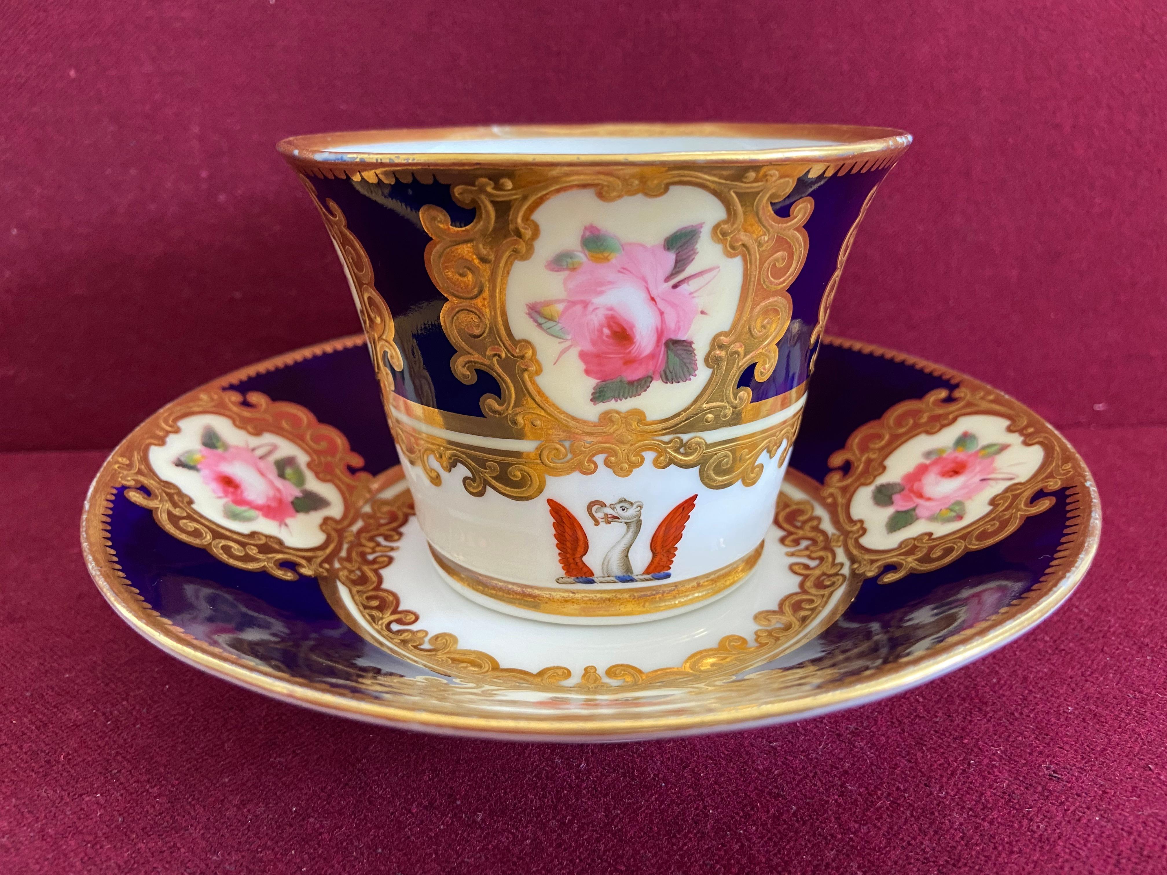 19th Century A Chamberlain Worcester Sir John Hullock Breakfast Cup & Saucer For Sale
