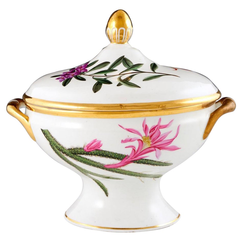 A Chamberlains Worcester Porcelain'Botanical' Sauce Tureen & Cover, circa 1805