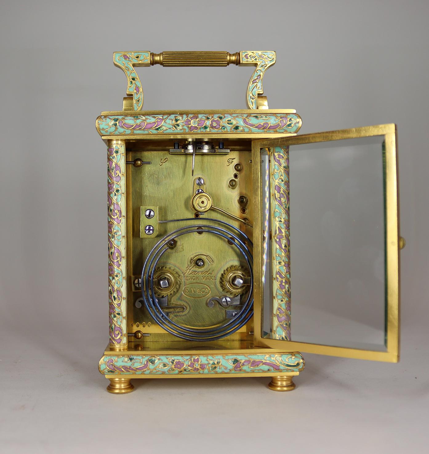 Late 19th Century A Champlevé Repeating Carriage Clock be E.Maurice & Cie Paris For Sale
