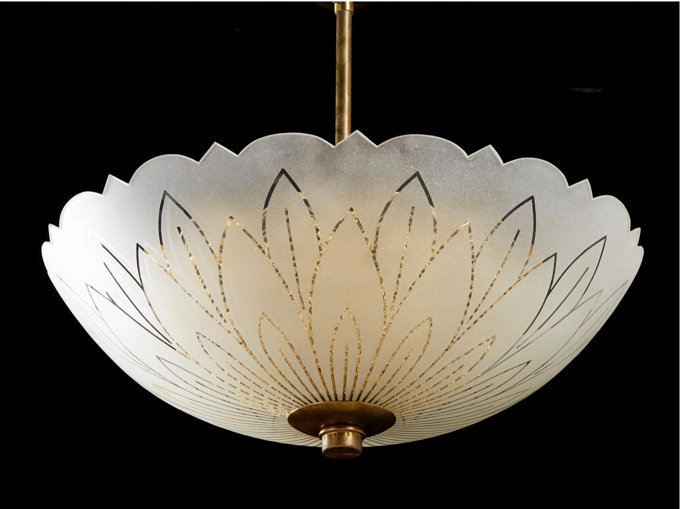 Art Deco Chandelier by Orrefors For Sale