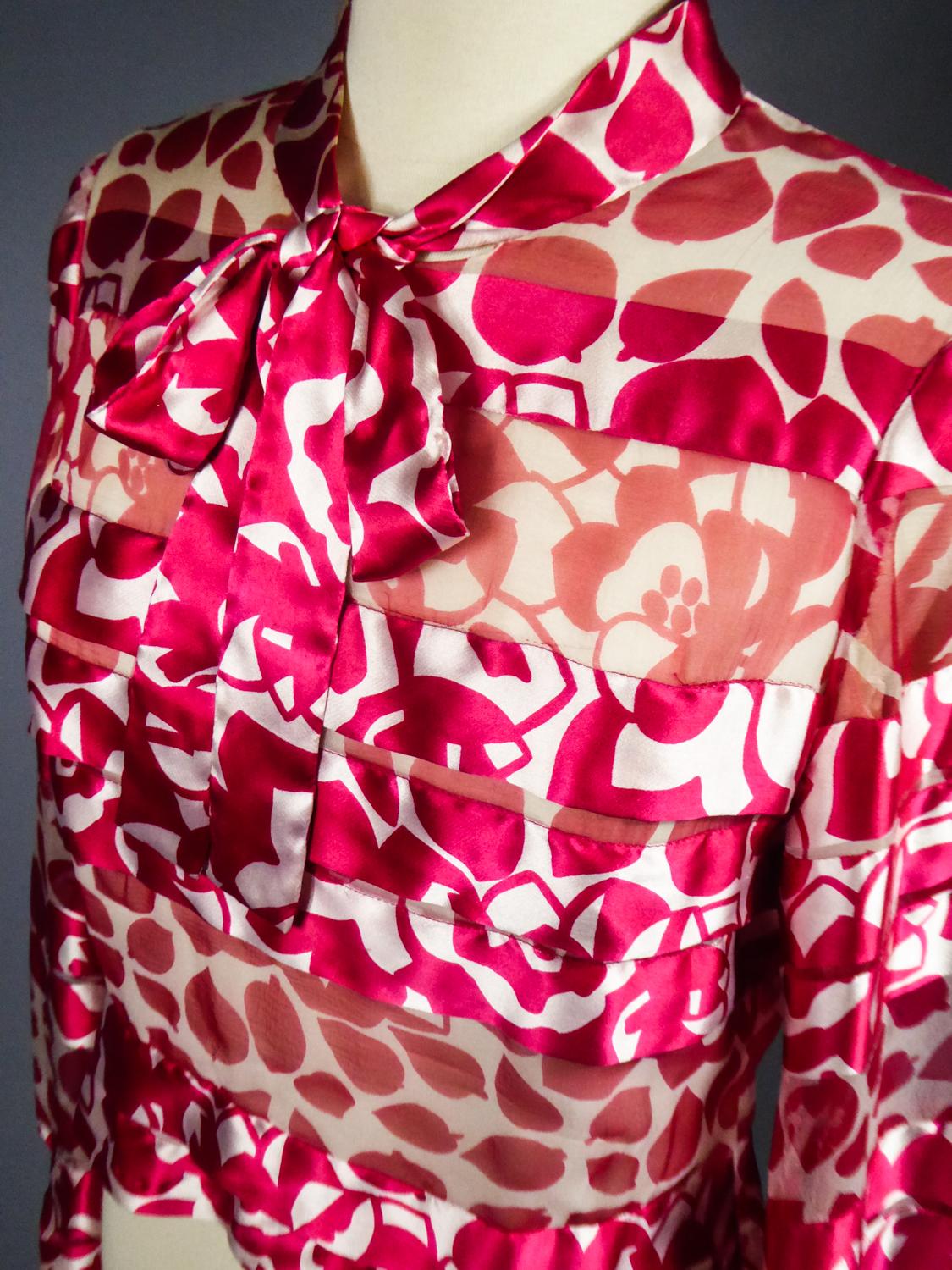 A Chanel Blouse in Printed Silk Numbered 46641 Circa 1970 8