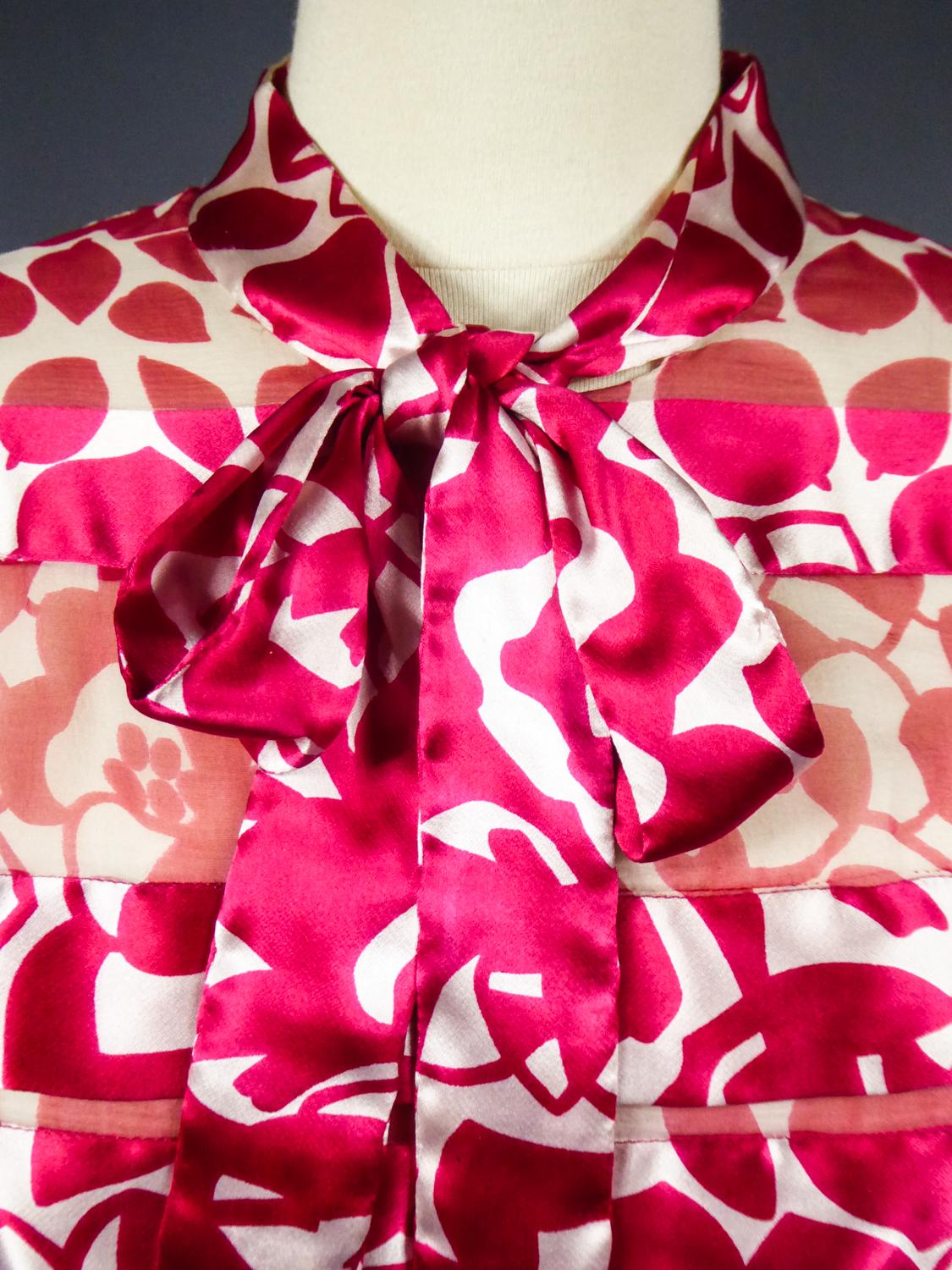 Women's A Chanel Blouse in Printed Silk Numbered 46641 Circa 1970 For Sale