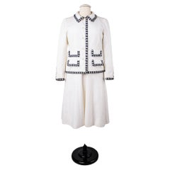 Vintage A Chanel Couture white cotton Set numbered 59989/59990 Circa 1970
