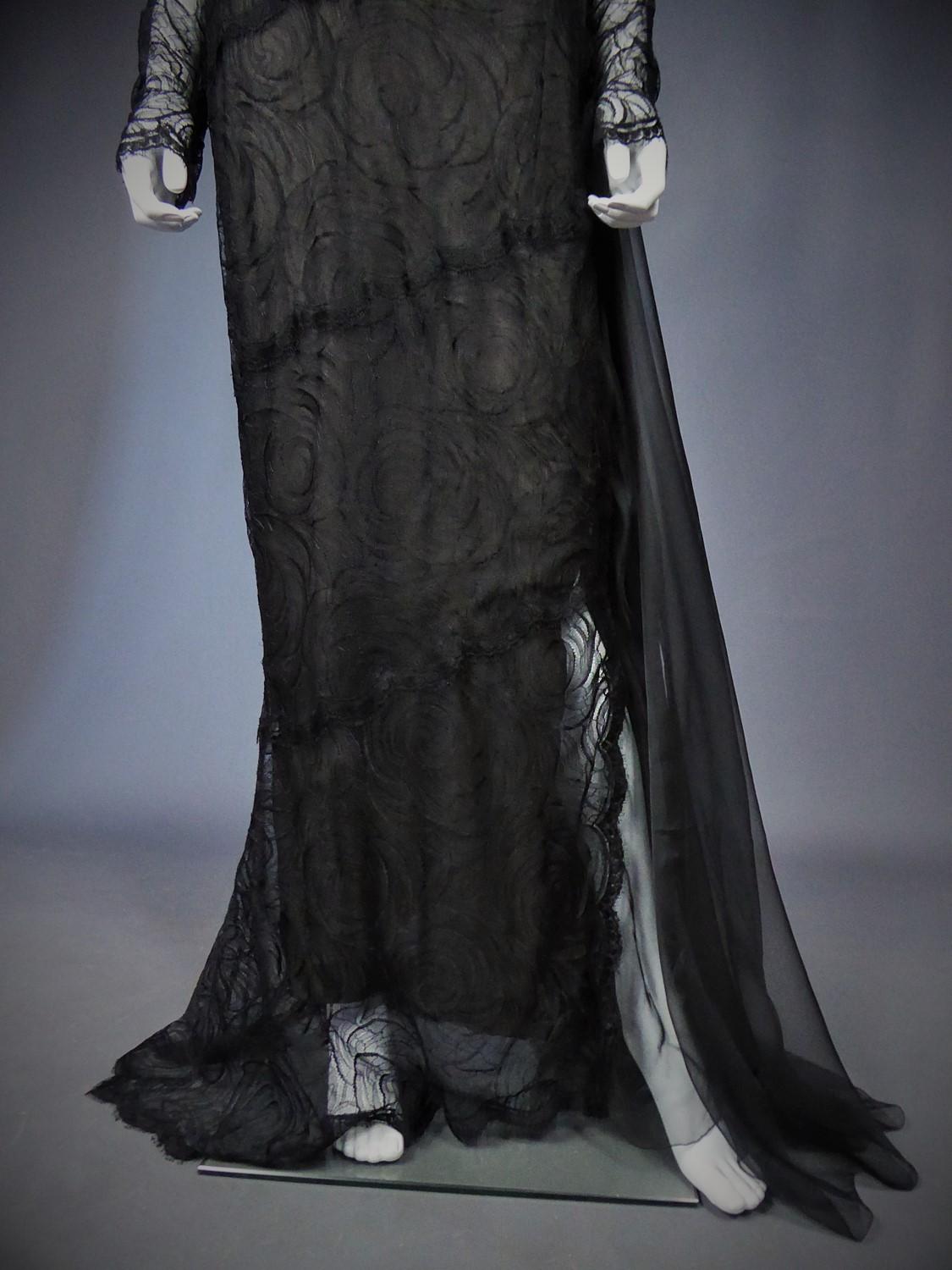 Black A Chanel Haute Couture Evening Dress by Karl Lagerfeld in Calais Lace Circa 1997