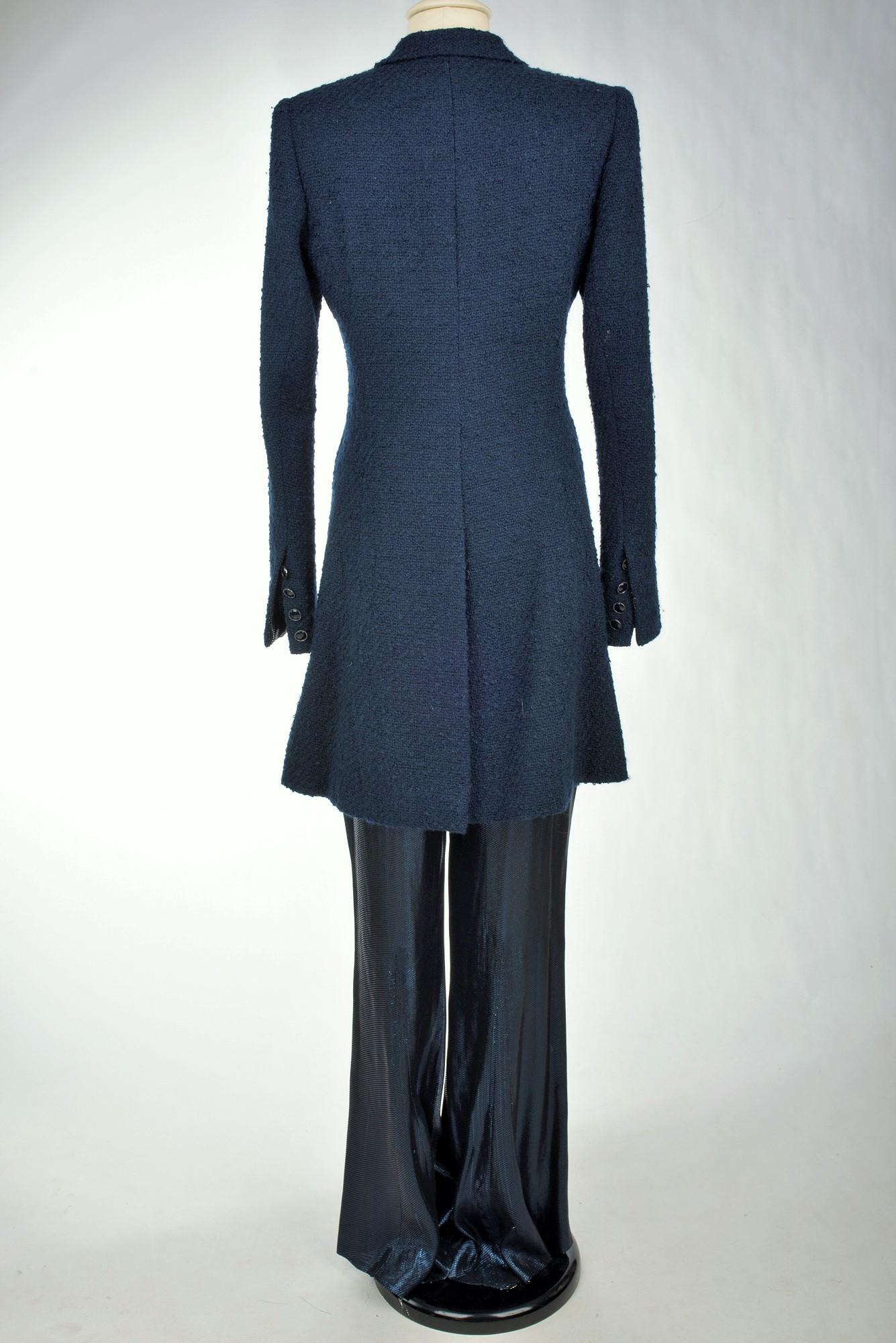 A Chanel Haute Couture Evening Lamé Pyjamas and Woollen Coat Circa Numbered 1980 11