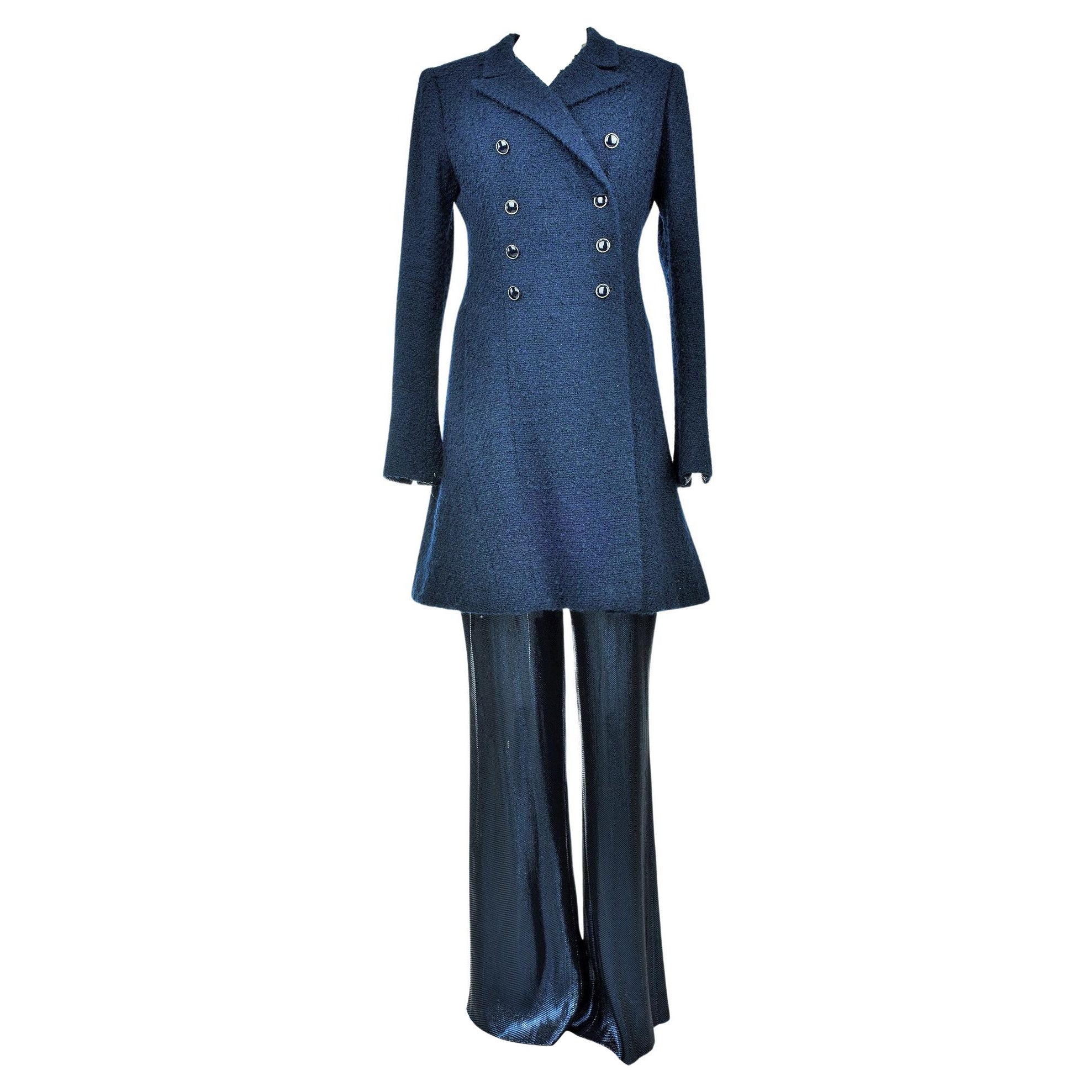 A Chanel Haute Couture Evening Lamé Pyjamas and Woollen Coat Circa Numbered 1980