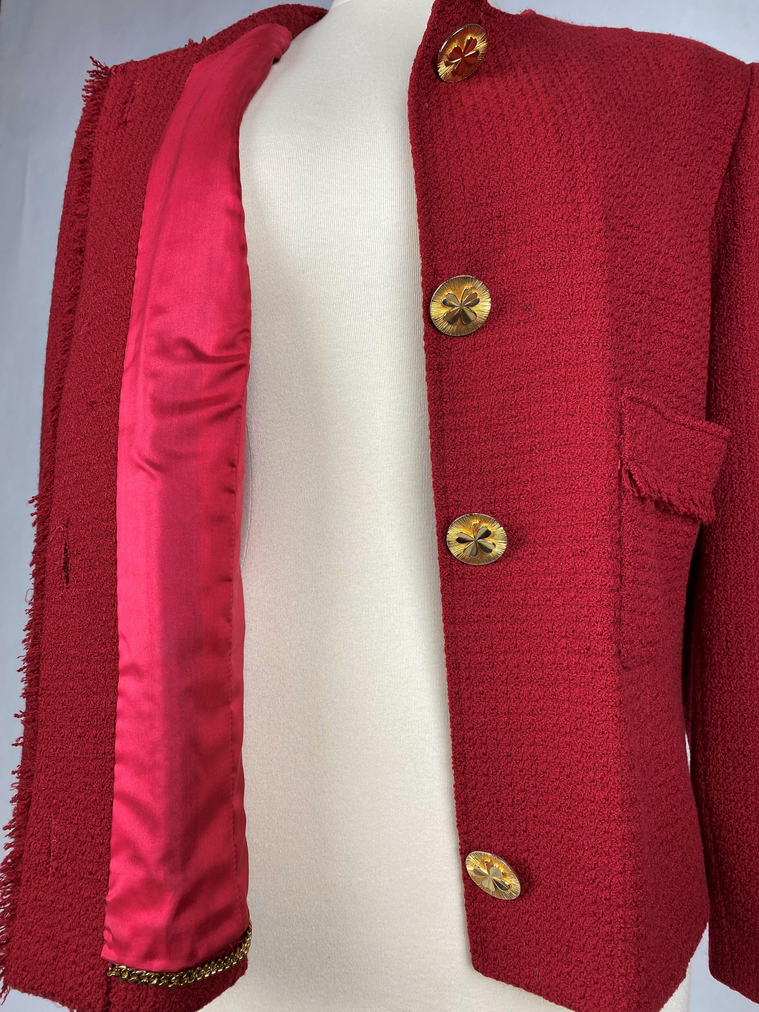 A Chanel - Karl Lagerfeld Veste en laine mohair rouge Circa 1995-2000 en vente 6
