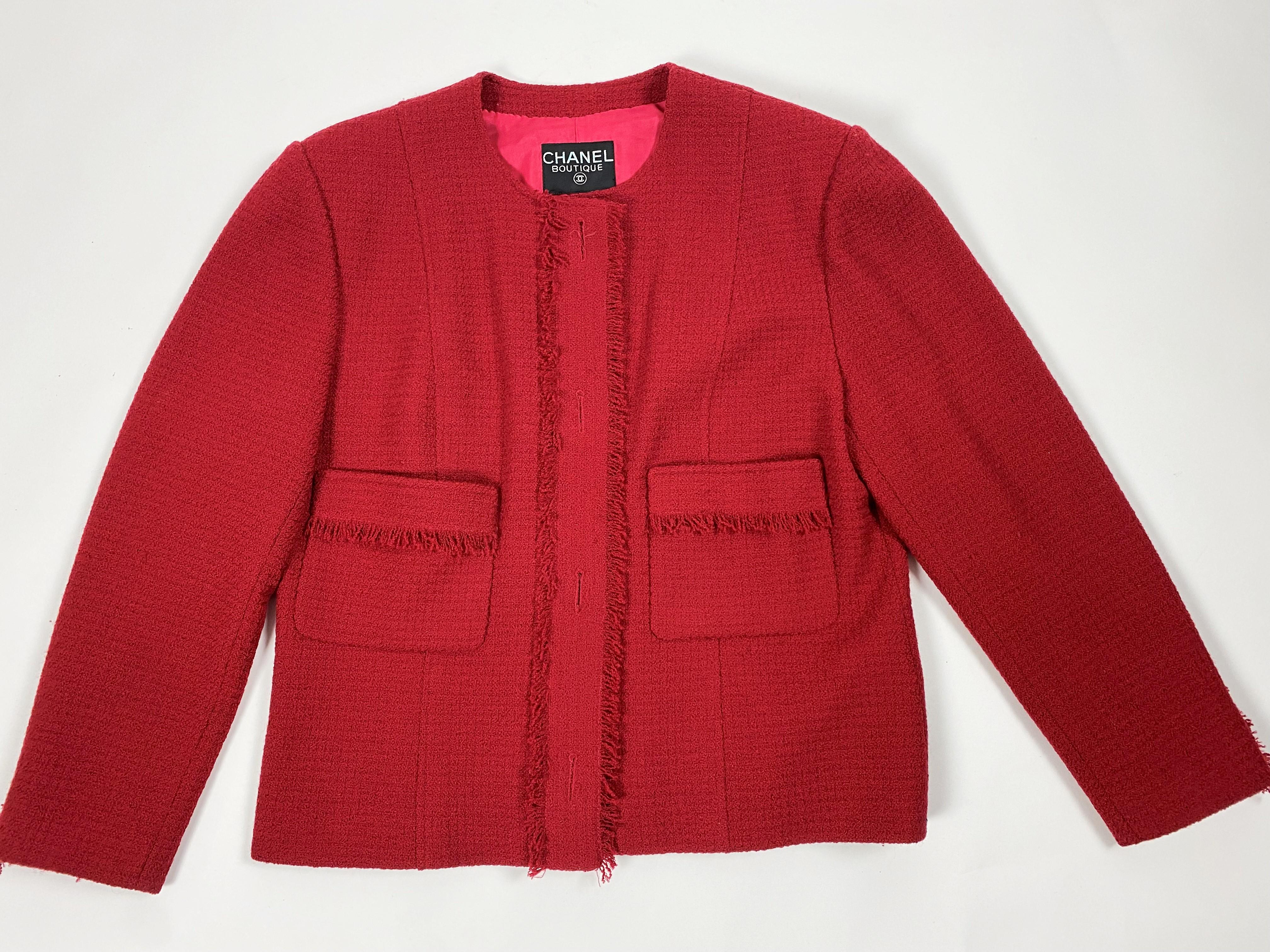 A Chanel - Karl Lagerfeld Red Mohair Wool Jacket Circa 1995-2000 For Sale 6
